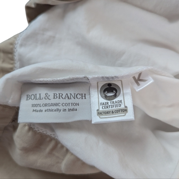 BOLL & BRANCH Colorblock Organic Cotton Sheet Set White Oak Tan Cal King - Picture 4 of 6